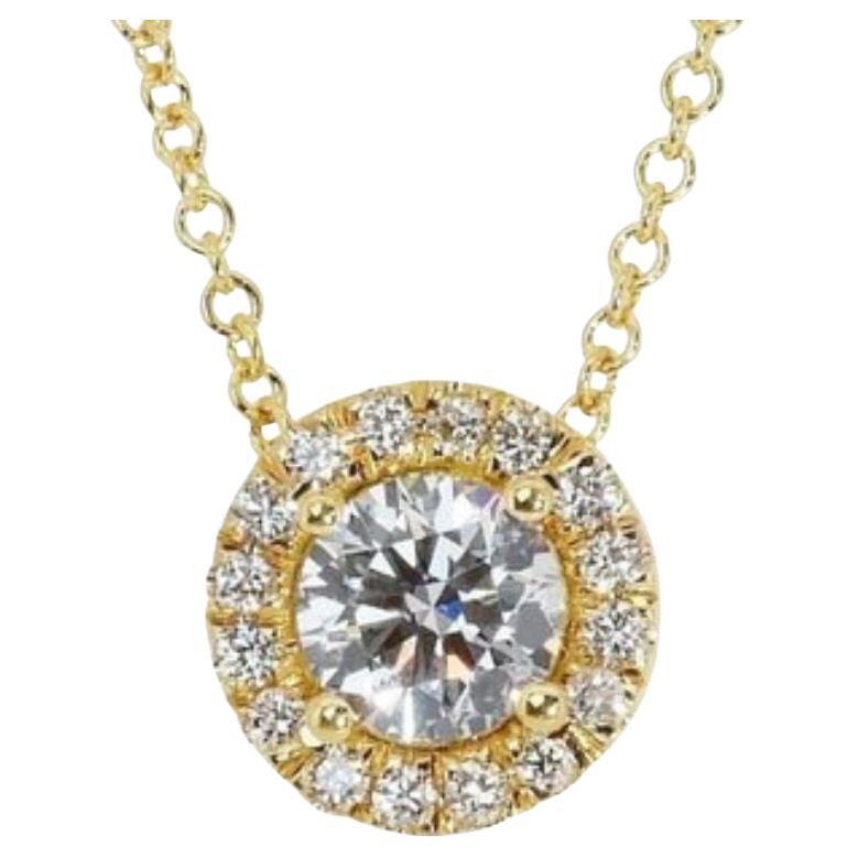 Exuding Brilliance: 1 Carat Diamond Necklace in 18K Yellow Gold For Sale