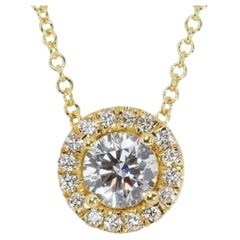 Exuding Brilliance: 1 Carat Diamond Necklace in 18K Yellow Gold