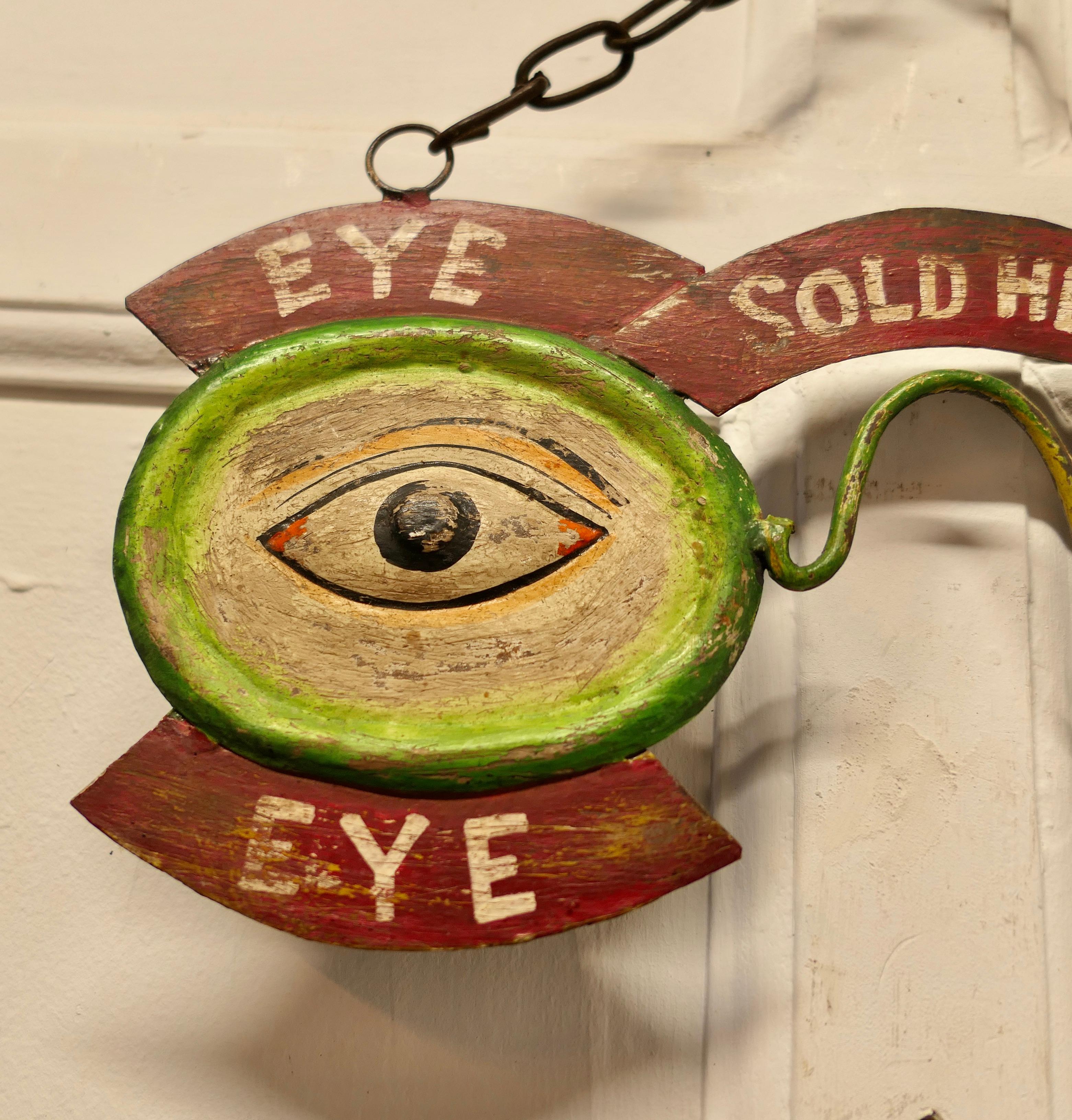 Folk Art Eye and Glasses Window Display Trade Sign    For Sale