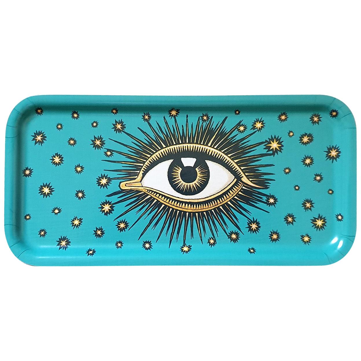 Eye Birchwood Serving Tray Turquoise For Sale