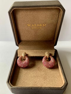 Eye-catching 18 Karat Pink Gold Earrings Pink Sapphire and Diamonds