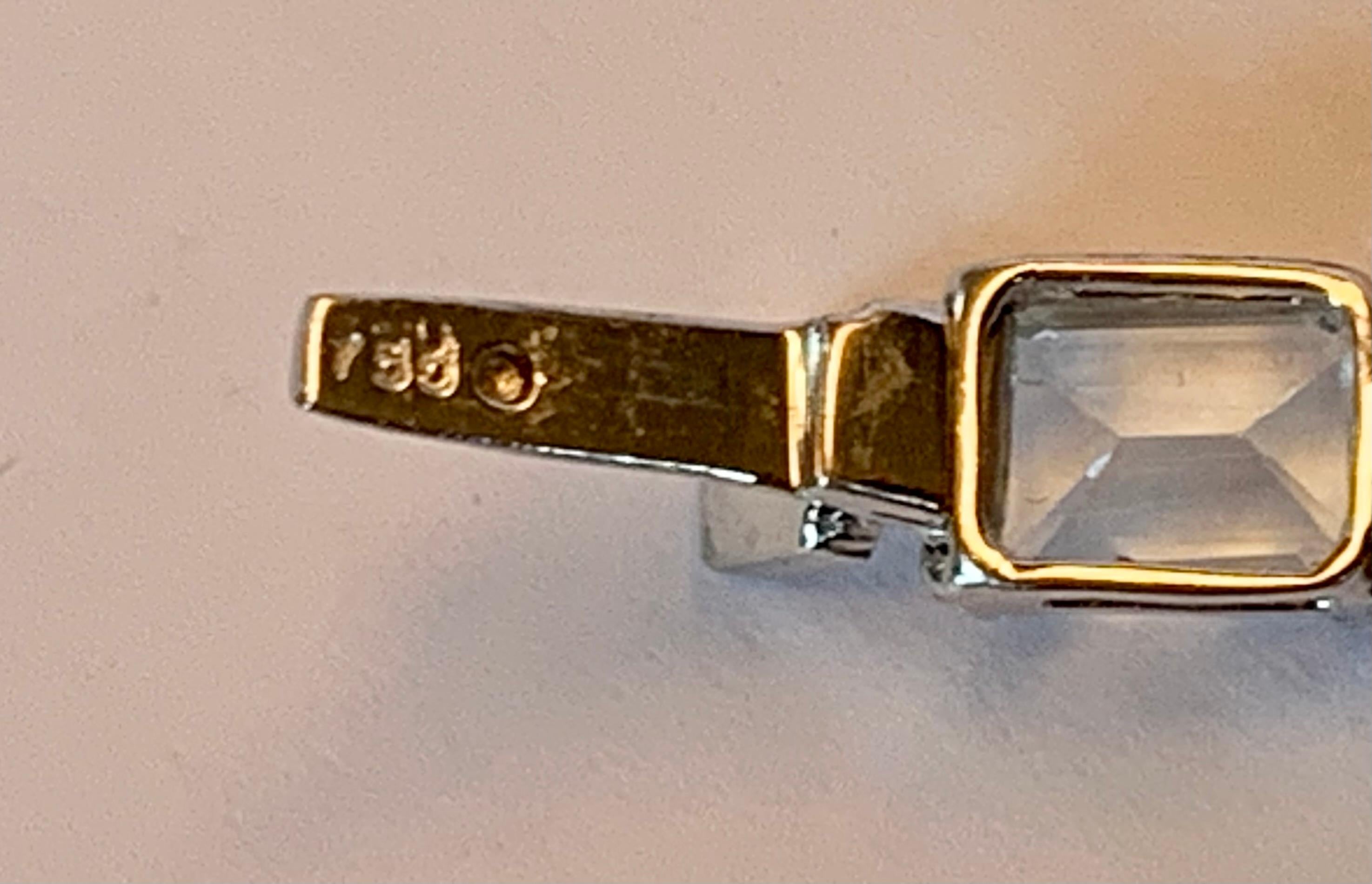 18 Karat White Gold Vintage Diamond and Aquamarine Necklace For Sale 2