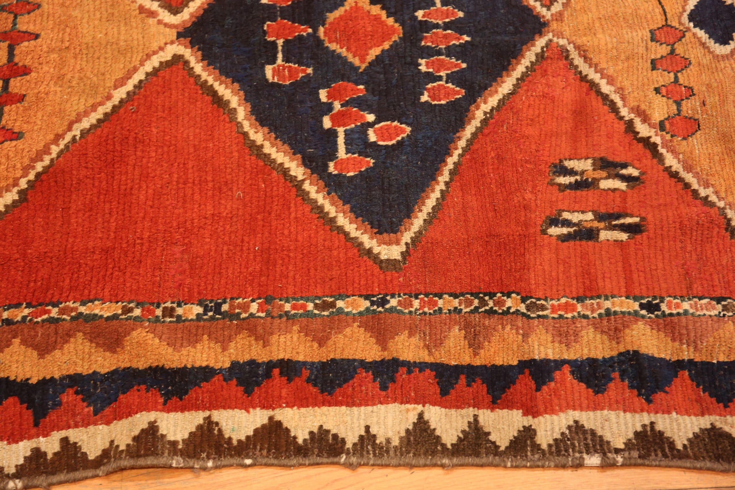 Hand-Knotted Eye-Catching Antique Persian Gabbeh Tribal Rug 4'10