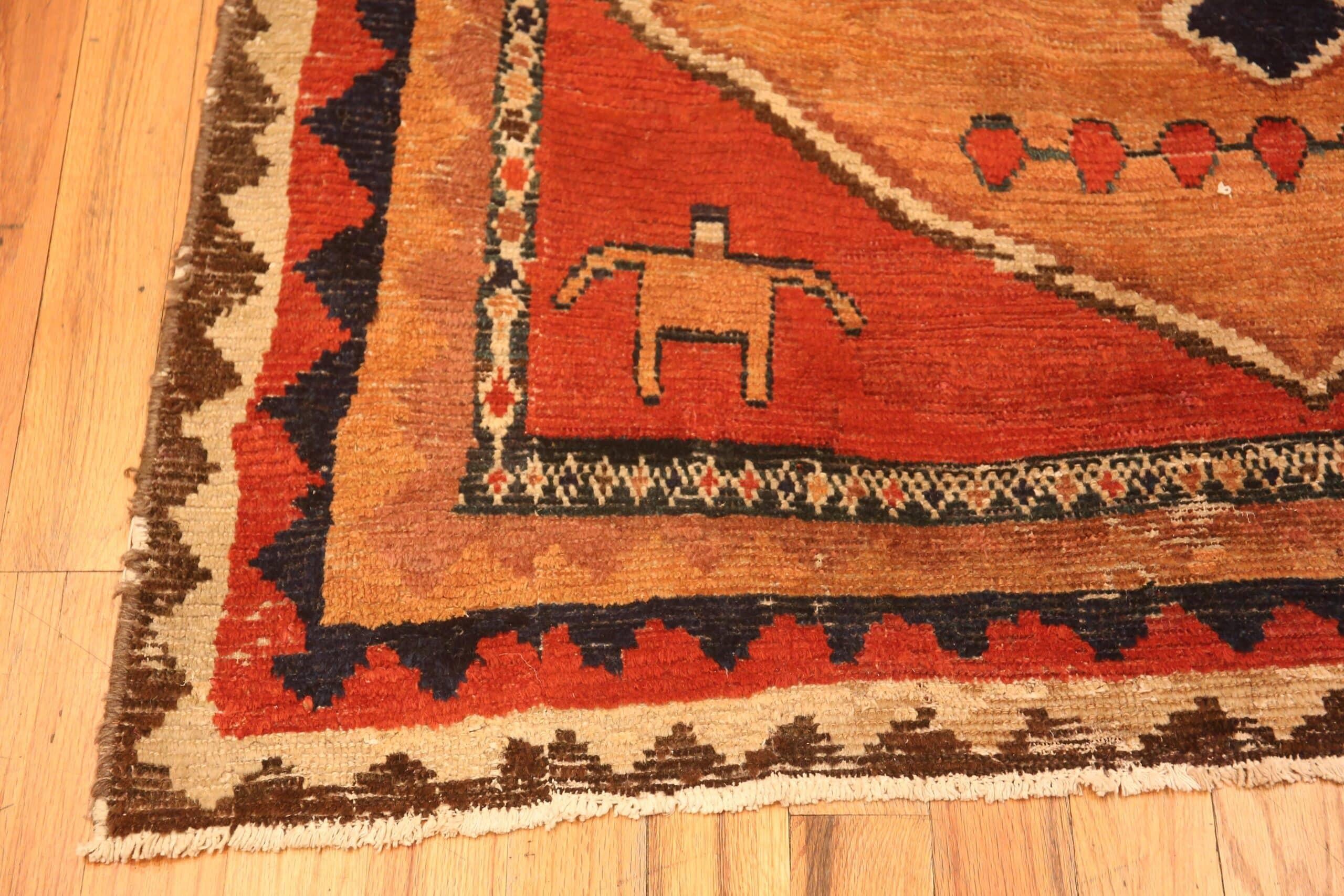 Eye-Catching Antique Persian Gabbeh Tribal Rug 4'10