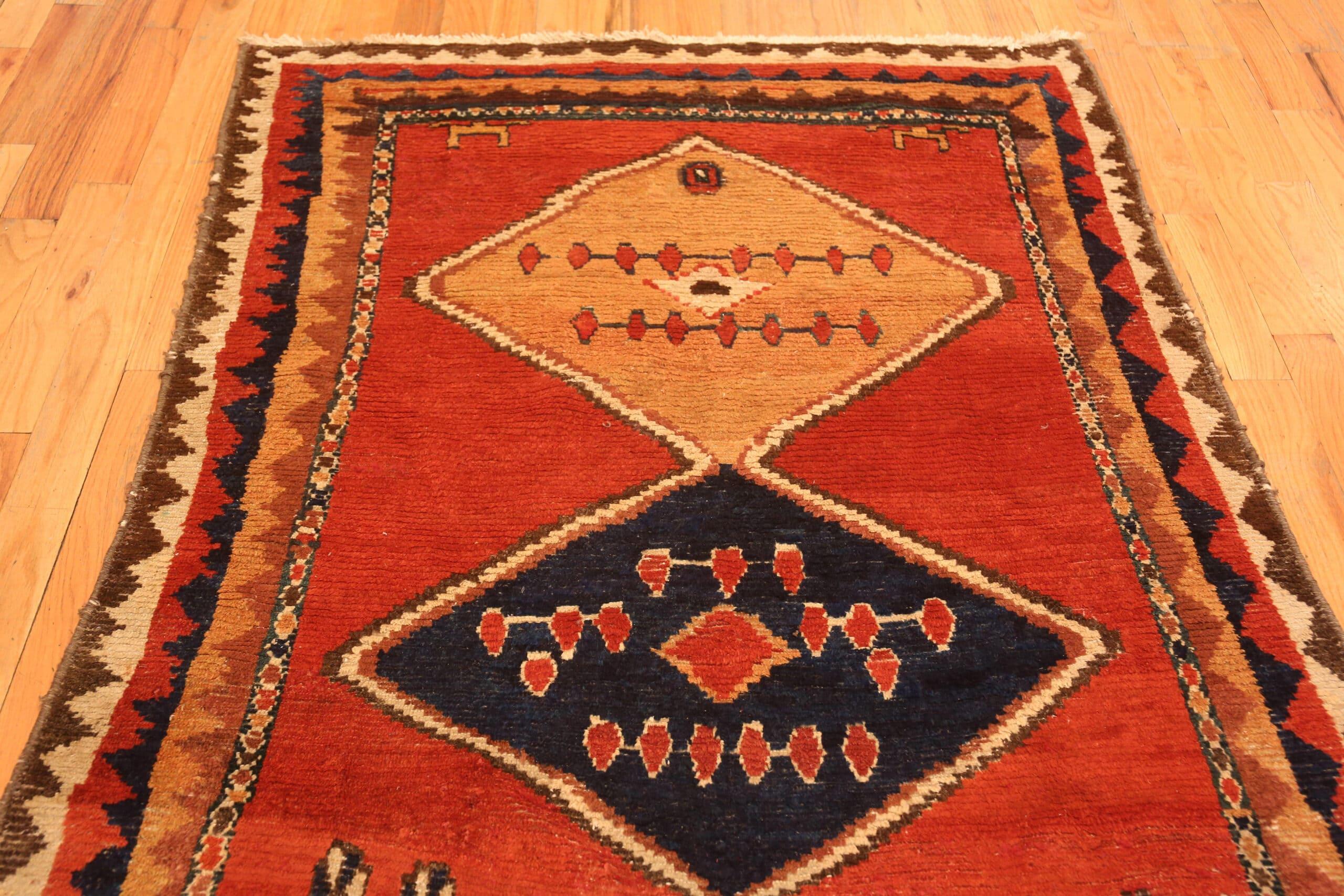 Eye-Catching Antique Persian Gabbeh Tribal Rug 4'10