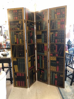 Eye-Catching Book Motife Tromp L'oeil Screen Room Divider