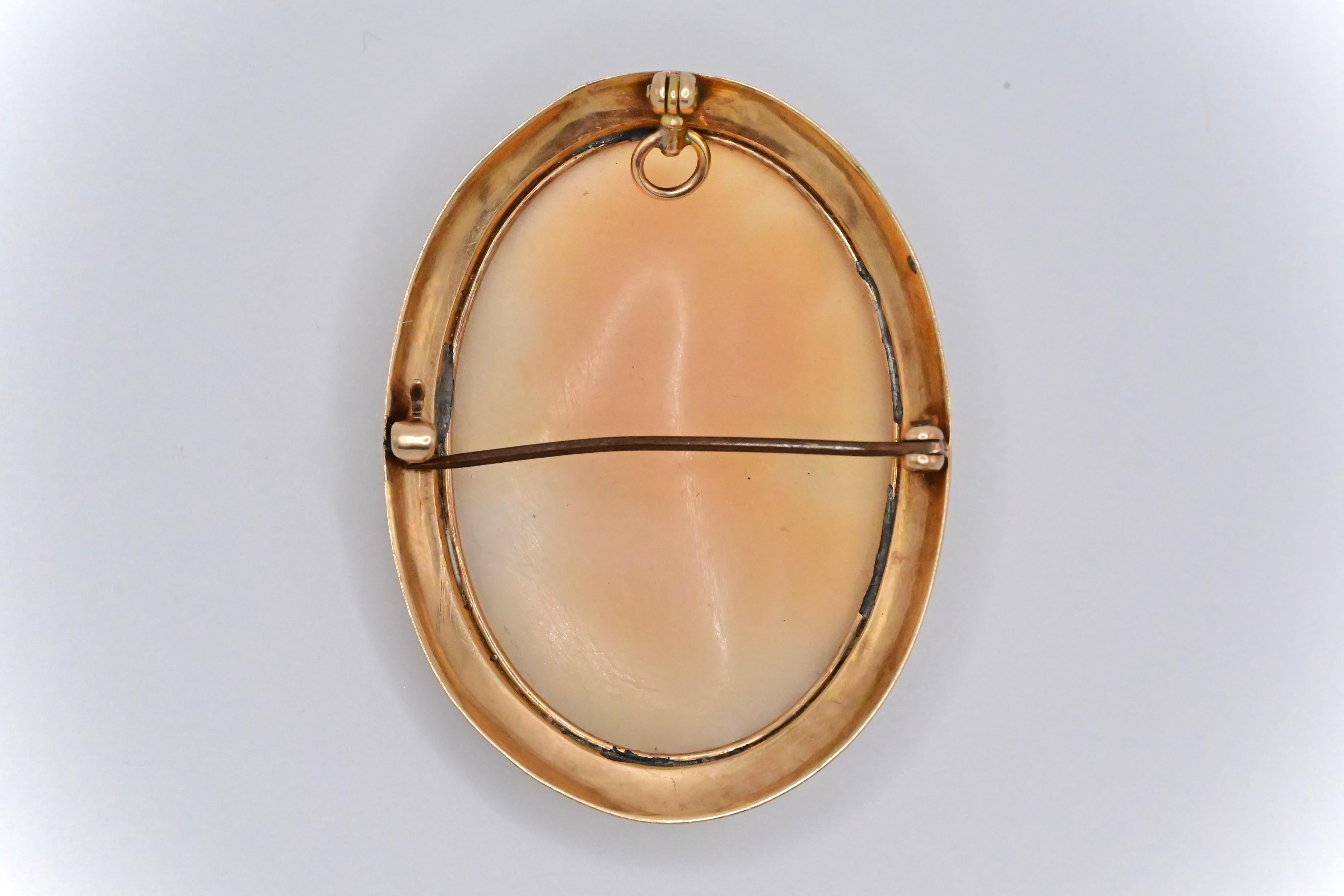 Women's Eye Catching Carved Shell Gold Cameo Brooch