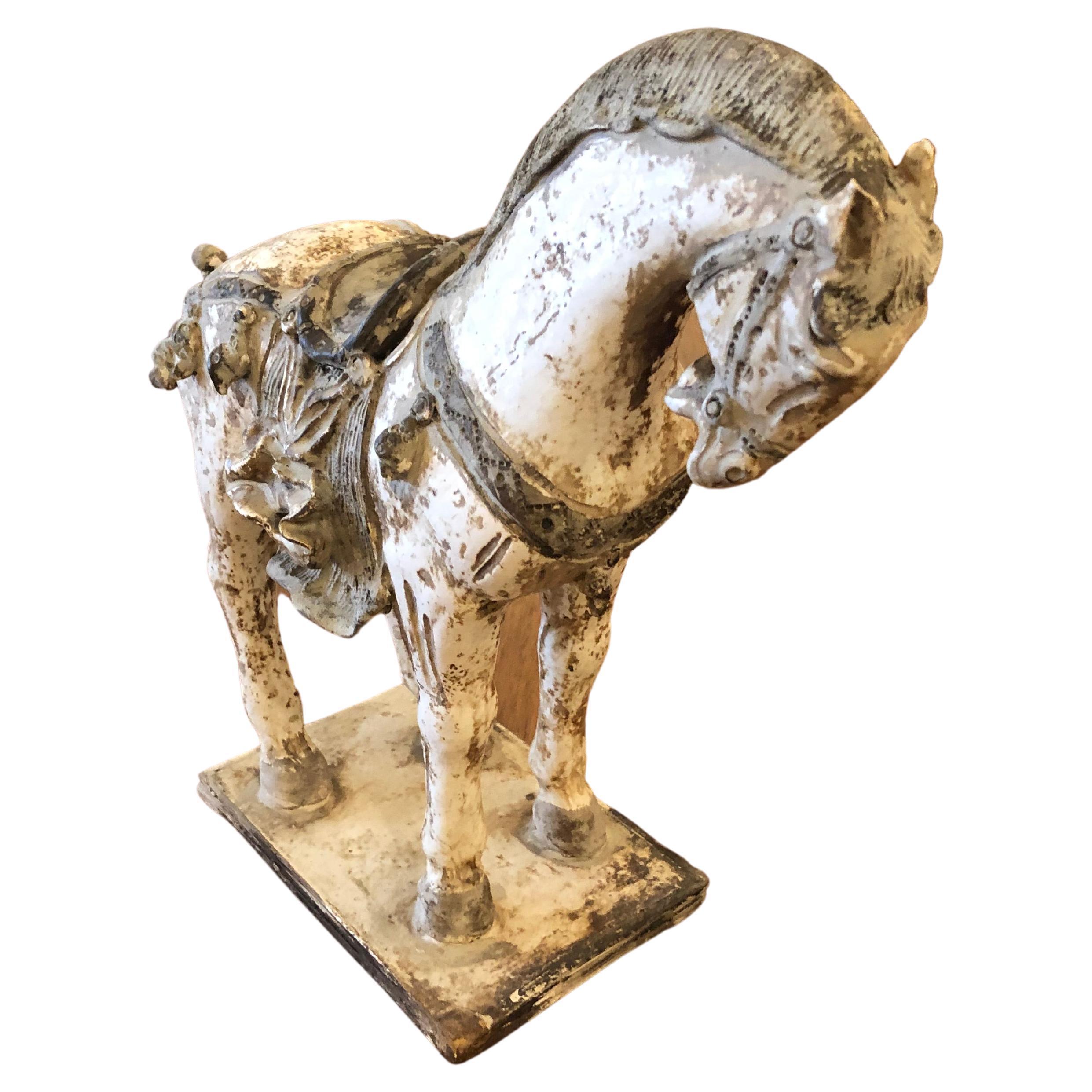 Eye Catching Ceramic Horse Sculpture with Tang Dynasty Look