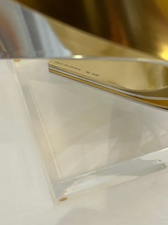 Eye Catching Chrome and Brass Ribbon Motif Abstract Tabletop Sculpture