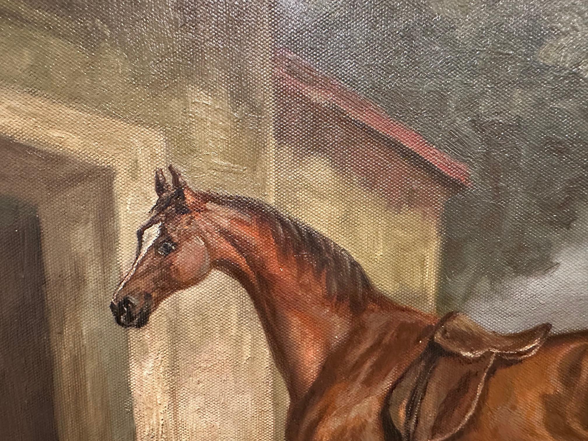 Portait équestre accrocheur dans un beau cadre en bois doré en vente 3