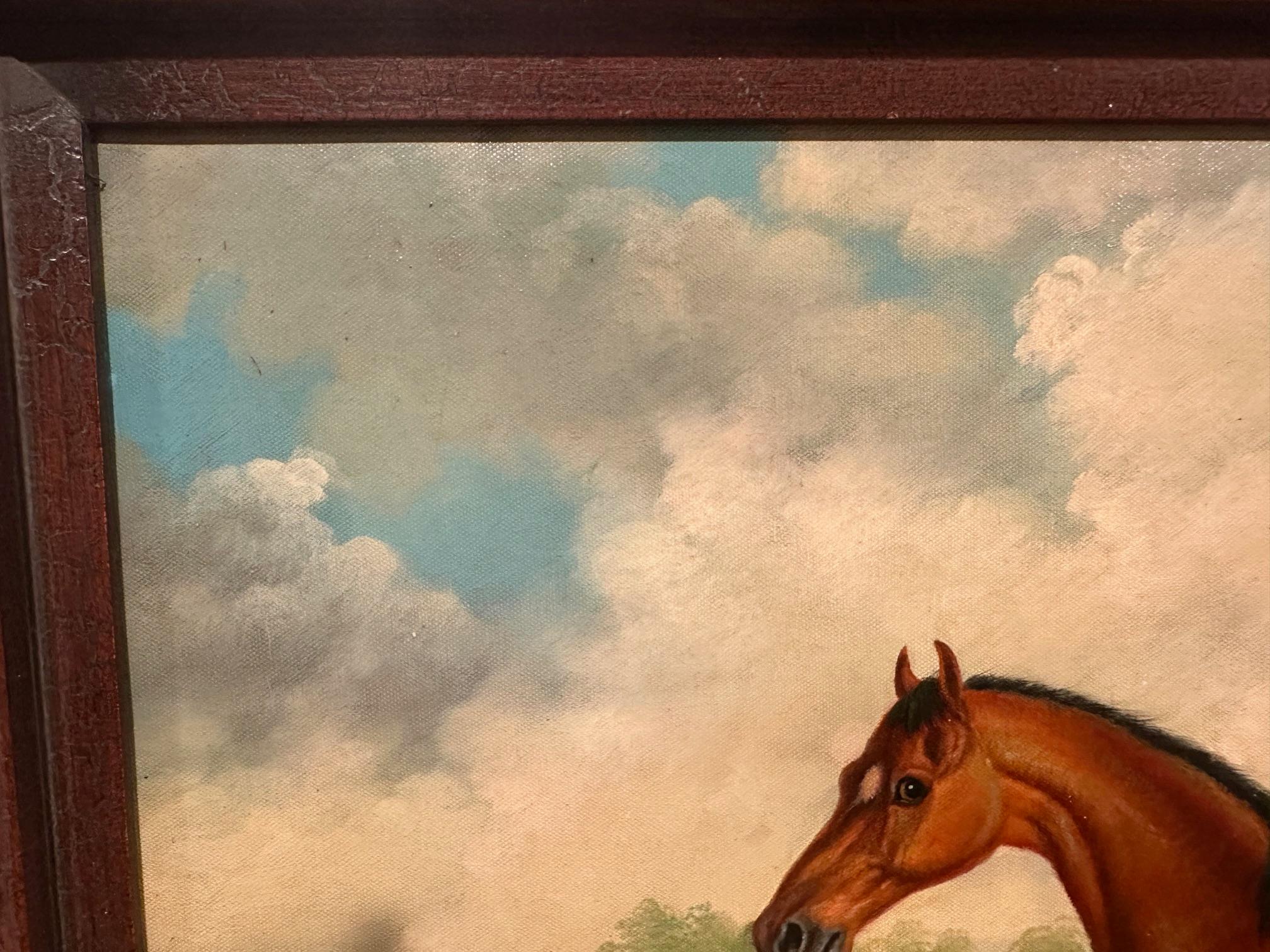 Contemporary Eye Catching Equestrian Portrait of Glistening Thoroughbred Horse