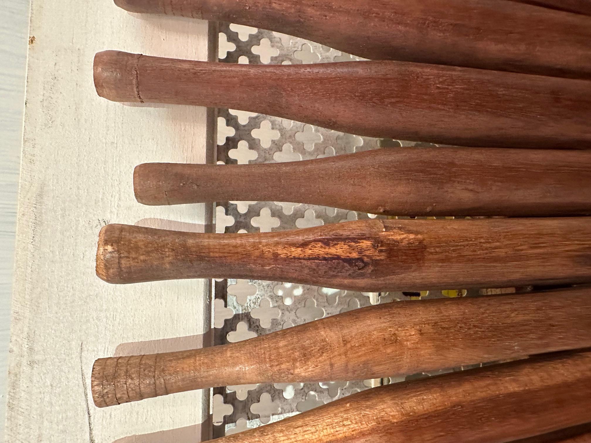 Eye Catching Large Round Mirror with Rustic Wooden Rolling Pins For Sale 3