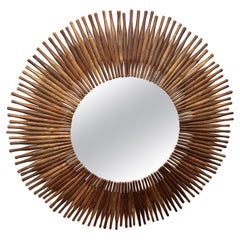 Specchio rotondo grande e accattivante con perni di legno rustici Rolle