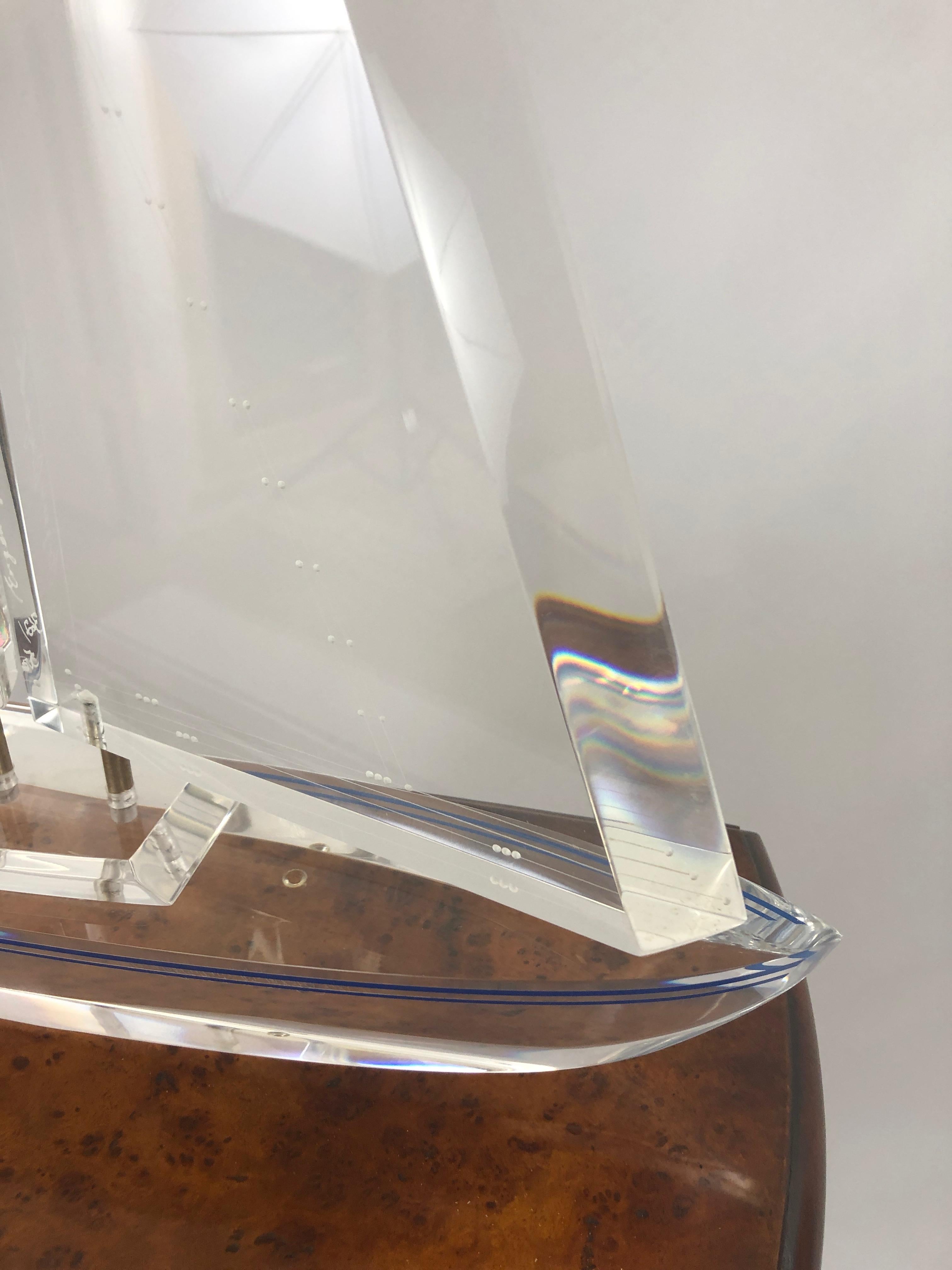 Eye Catching Lucite Sailboat Sculpture In Excellent Condition For Sale In Hopewell, NJ