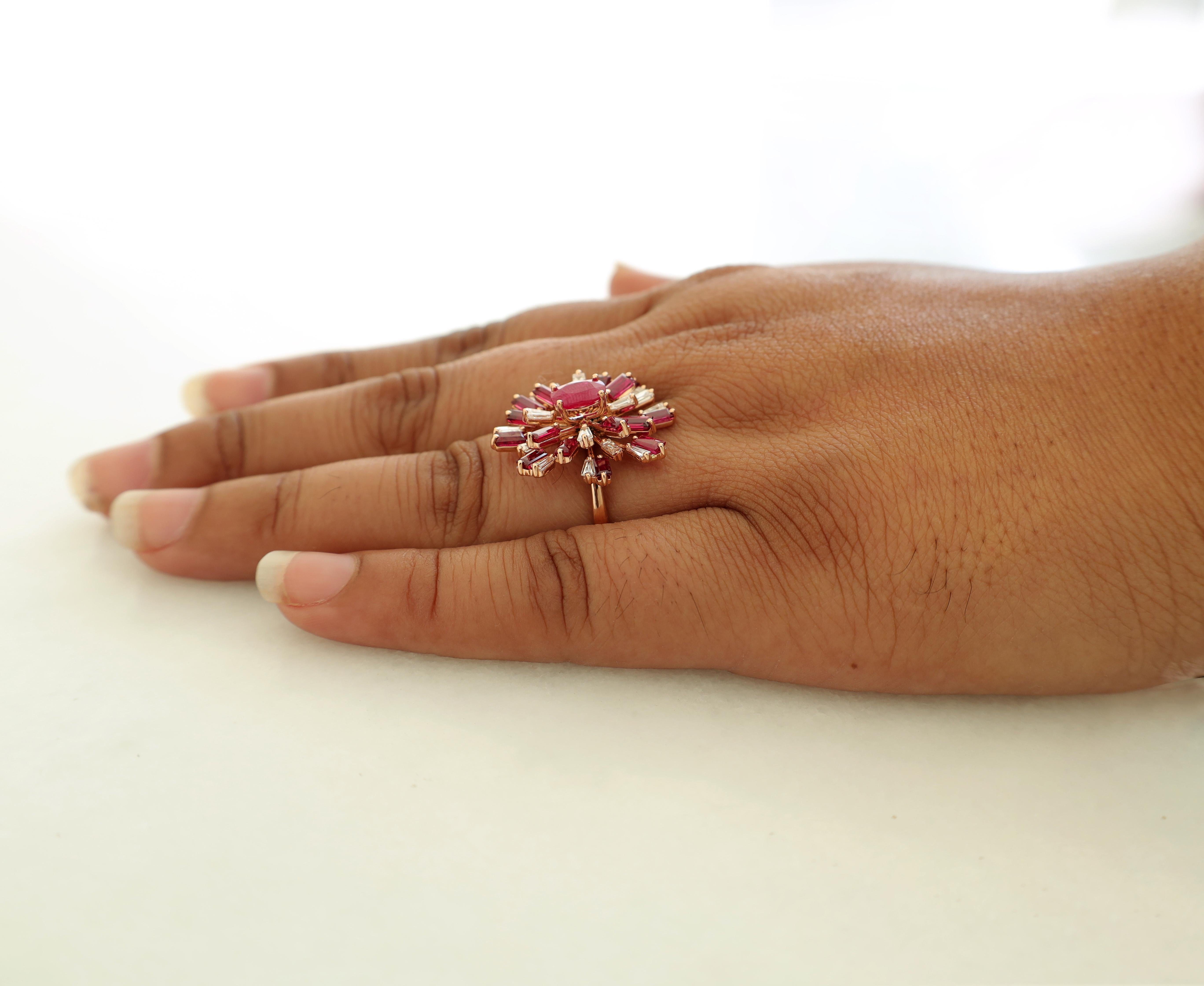 Eye Catching Mozambique Ruby Ring In New Condition For Sale In Jaipur, Rajasthan