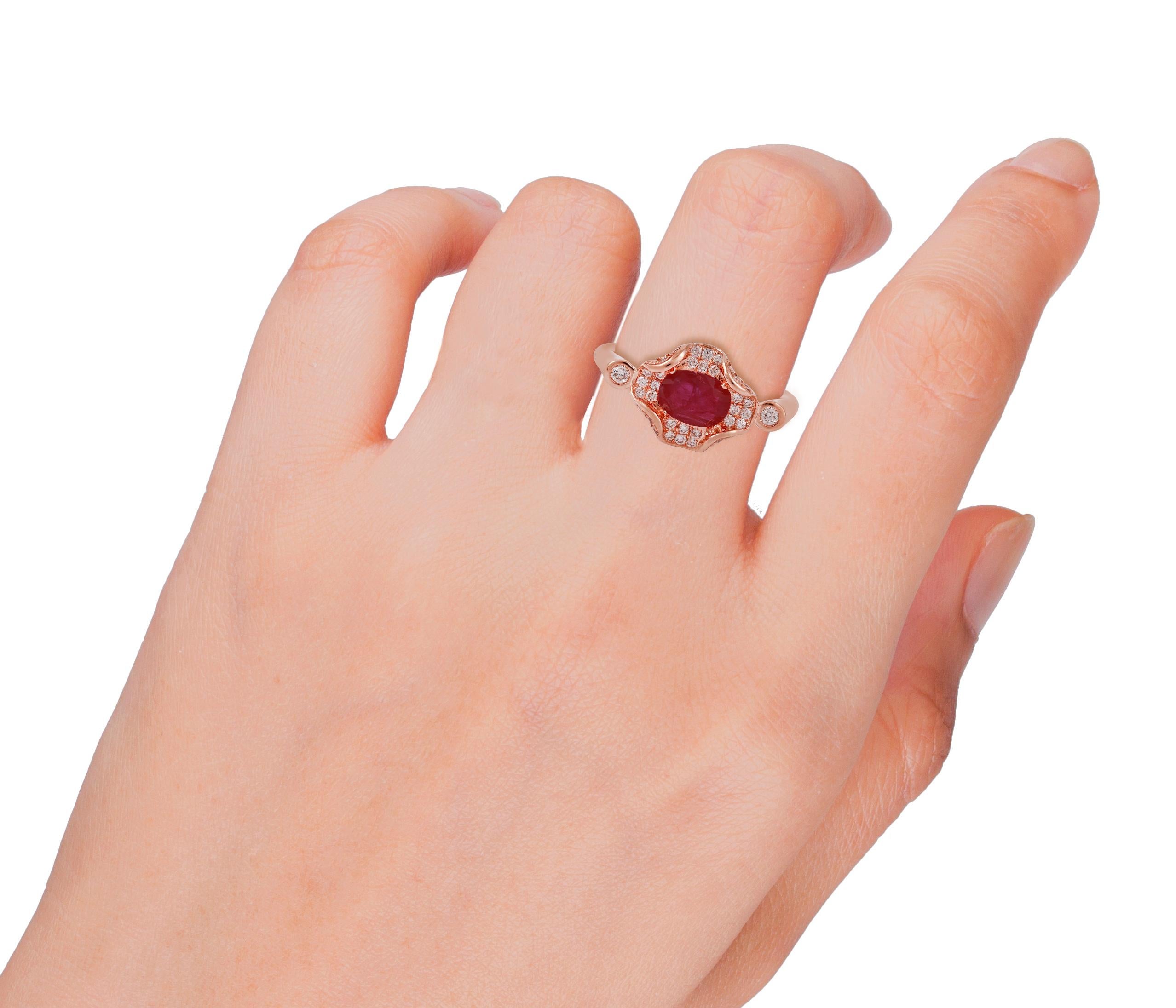 Oval Cut Eye Catching Mozambique Ruby Ring For Sale