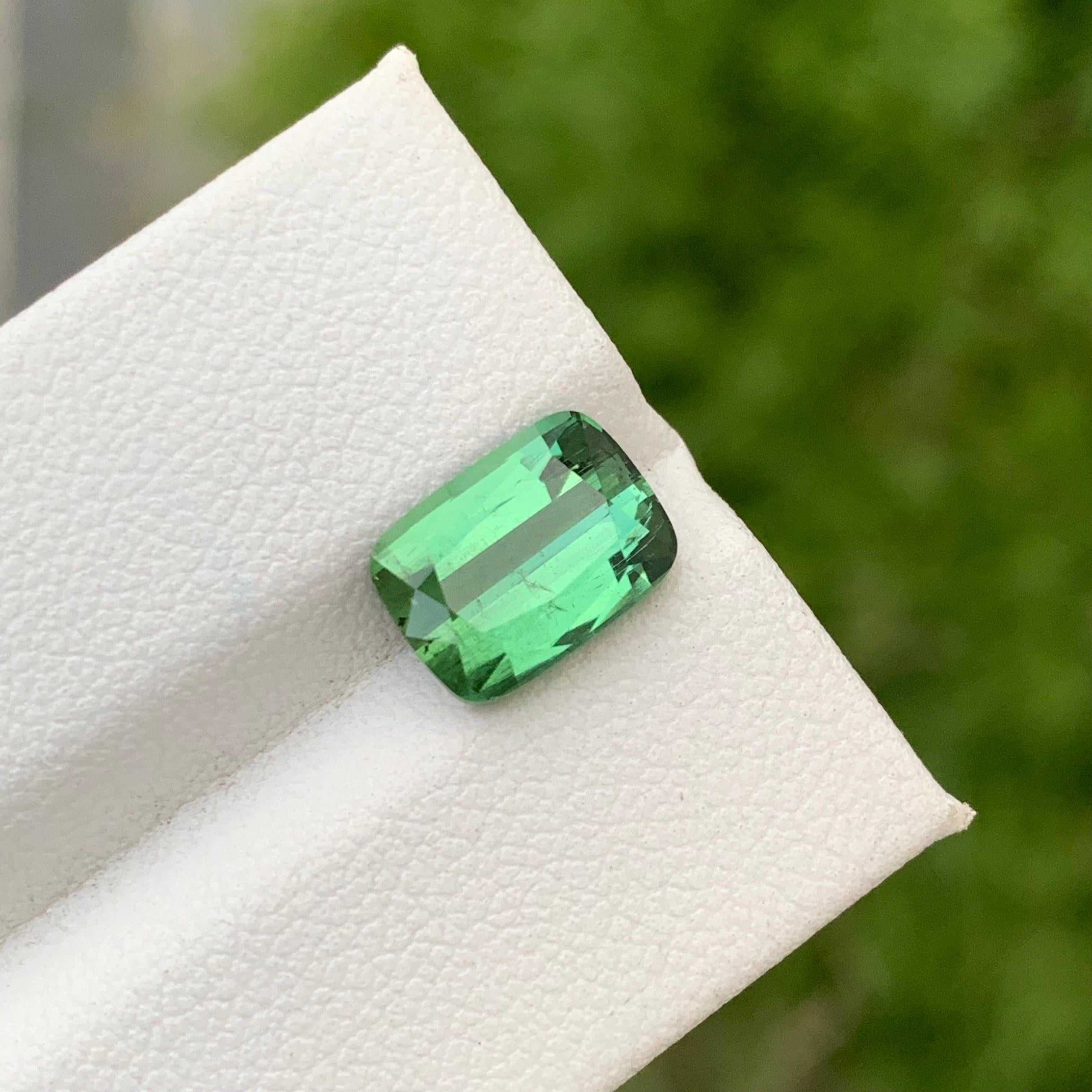 Arts and Crafts Eye Catching Natural Loose Mintgreen Tourmaline Cushion Shape Ring Gem 3 Carats  For Sale