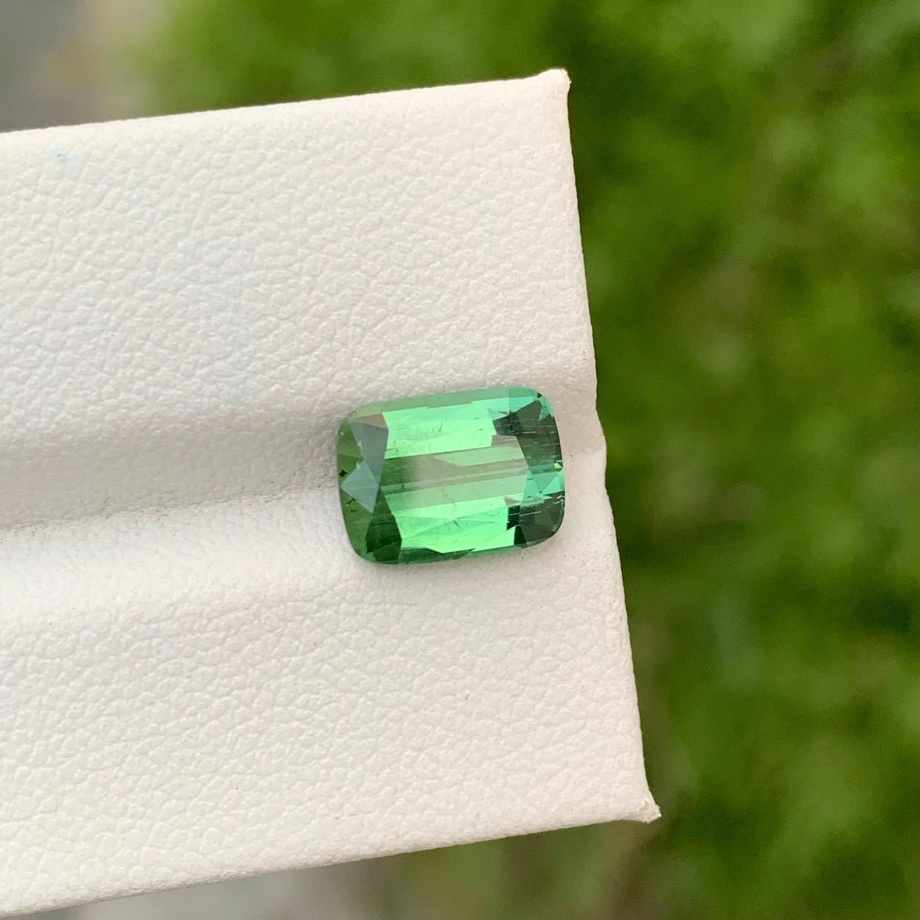 Eye Catching Natural Loose Mintgreen Tourmaline Cushion Shape Ring Gem 3 Carats  In New Condition For Sale In Peshawar, PK