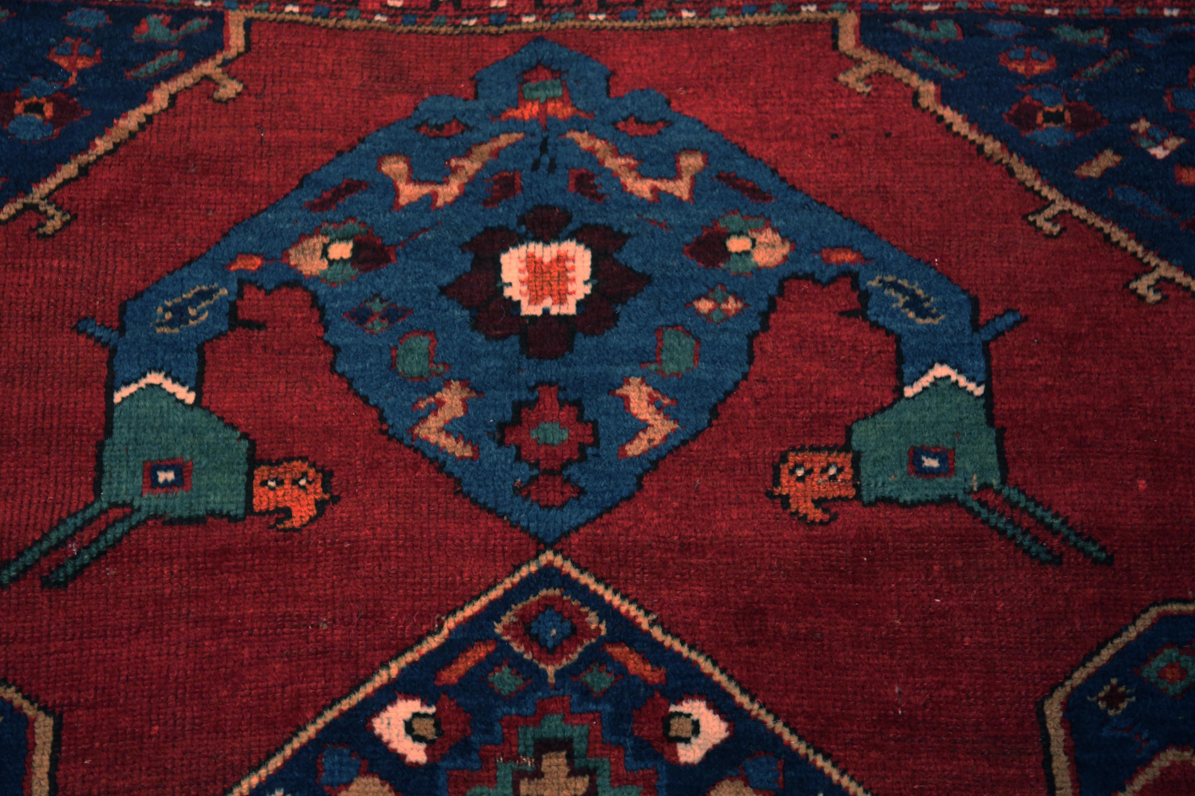 Hand-Knotted Eye-Catching Small Size Antique Tribal Turkish Karapinar Area Rug 4'2