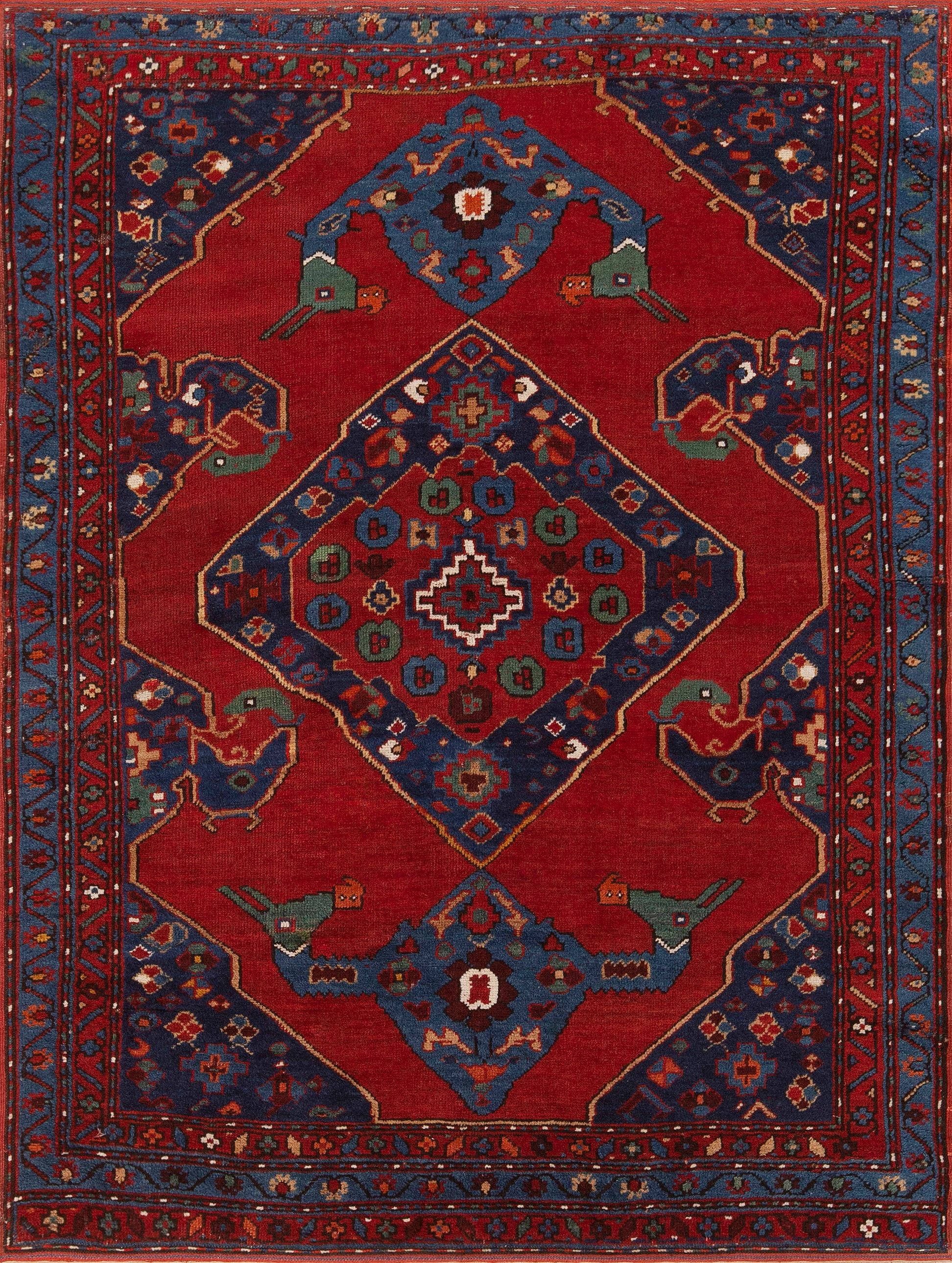 Eye-Catching Small Size Antique Tribal Turkish Karapinar Area Rug 4'2" x 5'5"