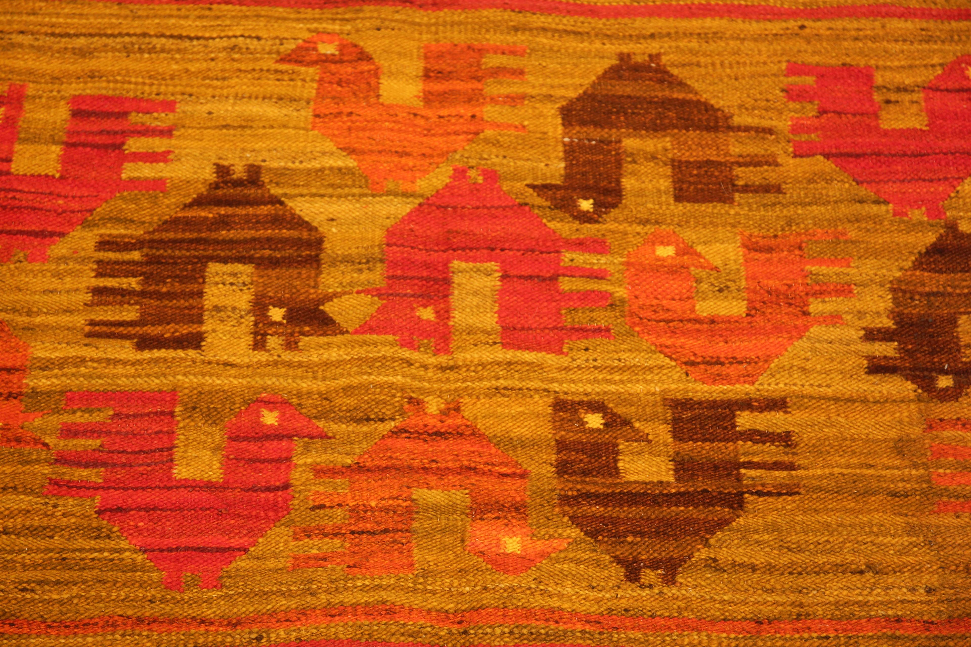 Kilim Tapis suédois scandinave vintage accrocheur 5'10