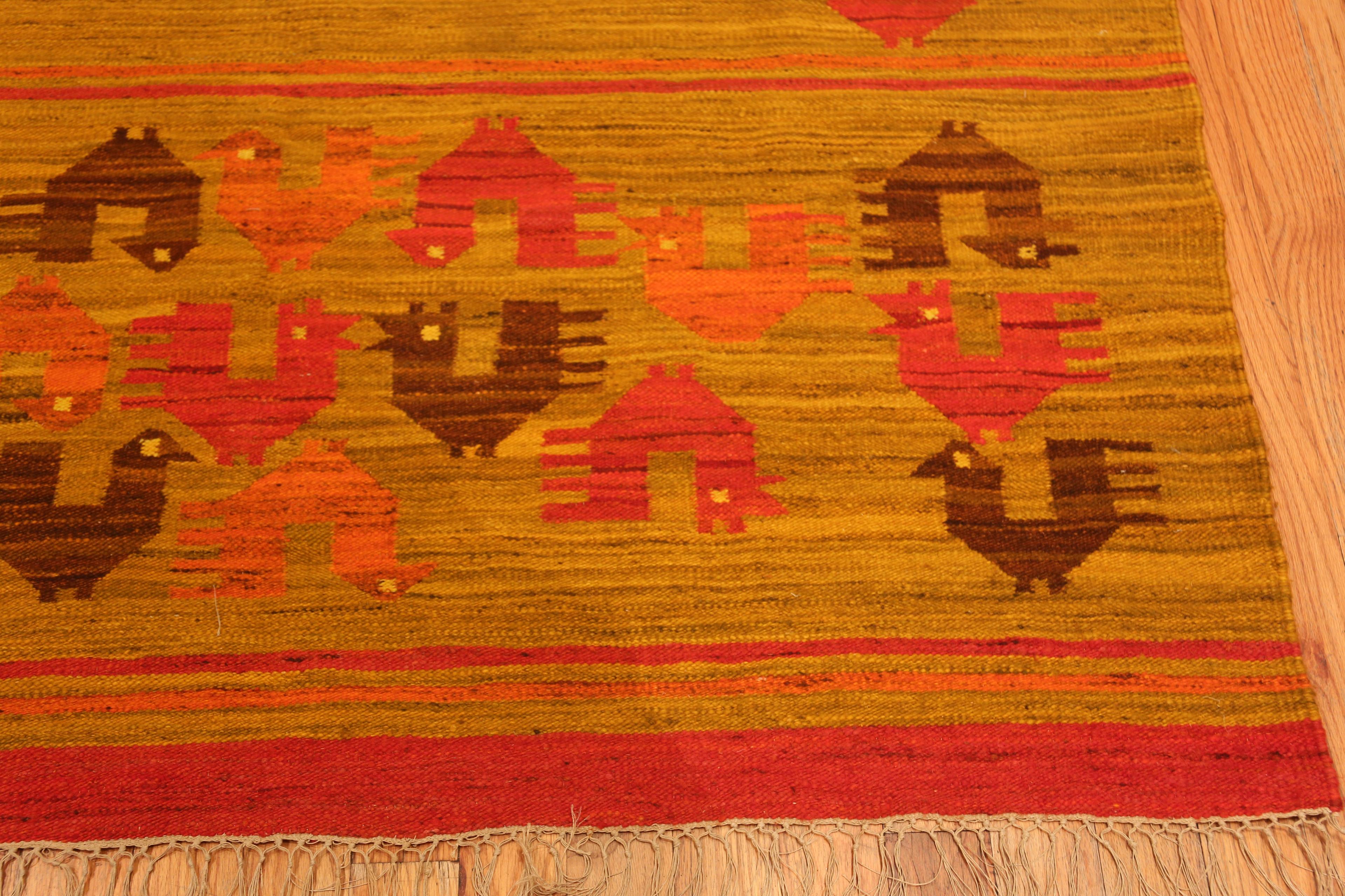 Central Asian Eye-Catching Vintage Scandinavian Swedish Rug 5'10