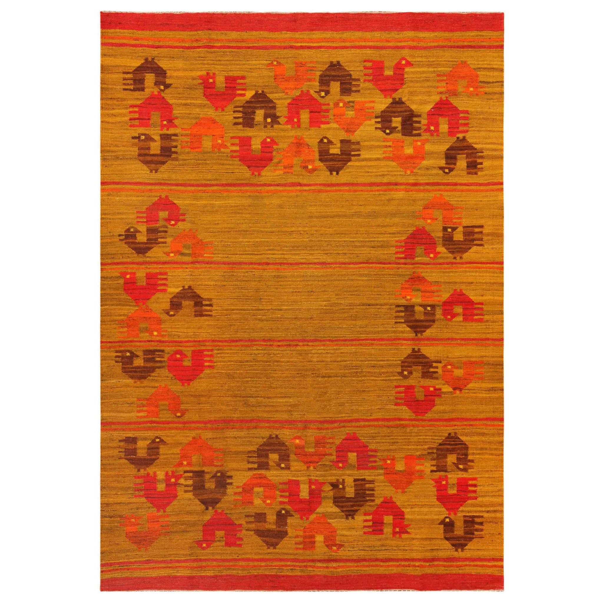Tapis suédois scandinave vintage accrocheur 5'10" x 9'1" en vente