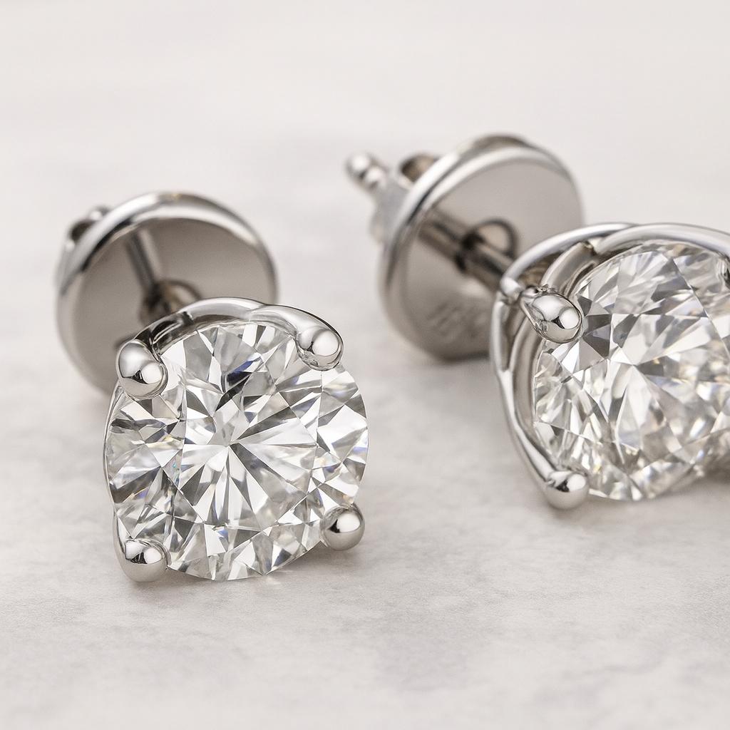 Contemporain Boucles d'oreilles à diamants ronds et brillants de 3,29 carats en vente