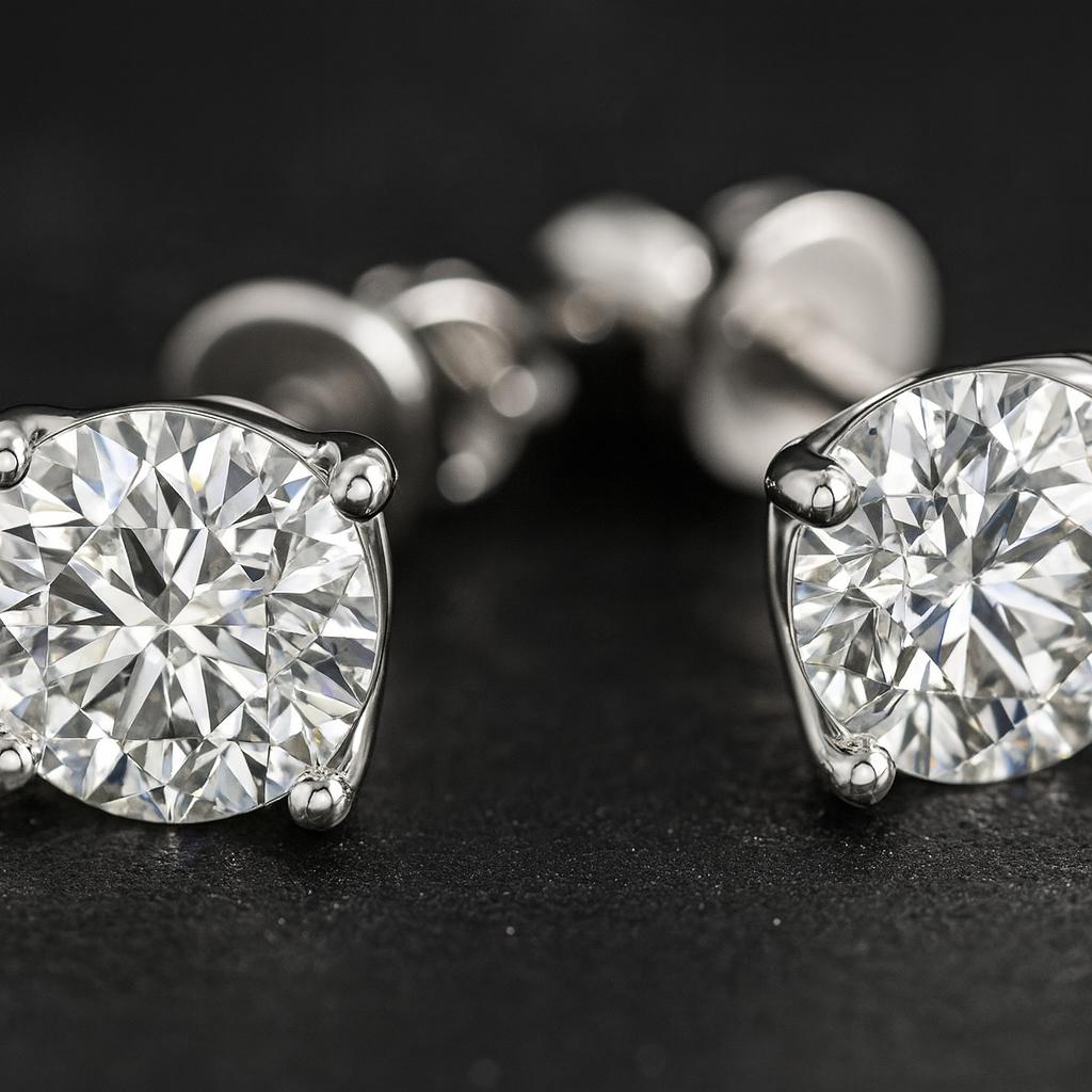 Taille ronde Boucles d'oreilles à diamants ronds et brillants de 3,29 carats en vente