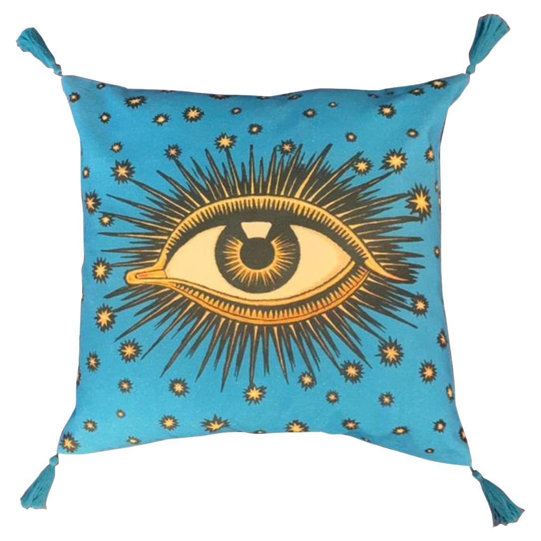 Eye Cotton Cushion Blue For Sale
