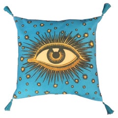 Eye Cotton Cushion Blue