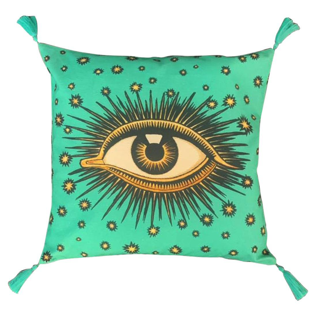 Eye Cotton Cushion Green