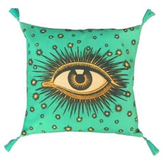 Eye Cotton Cushion Green