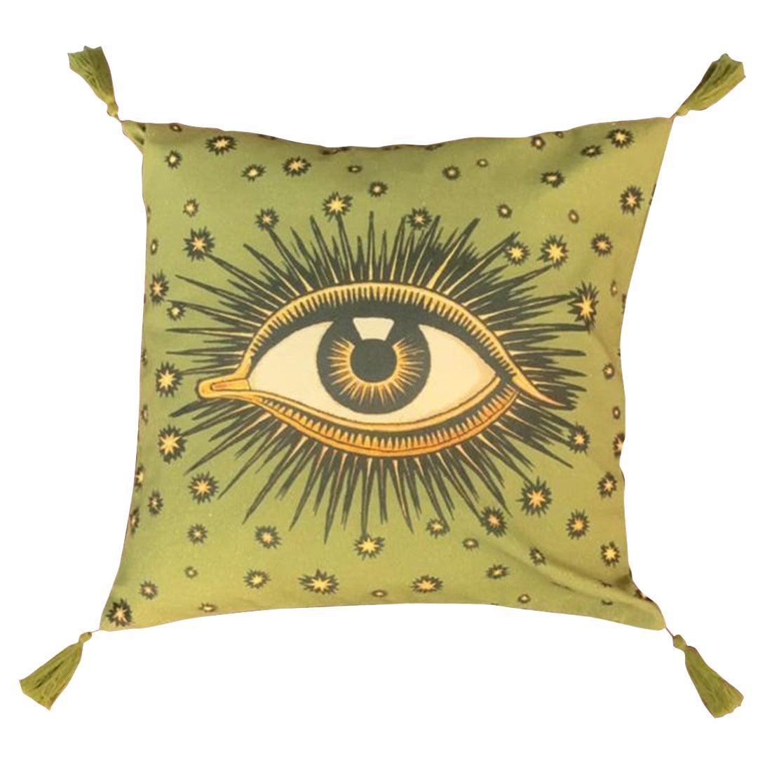 Eye Cotton Cushion Lime