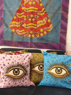 Eye Cotton Cushion Pale Pink