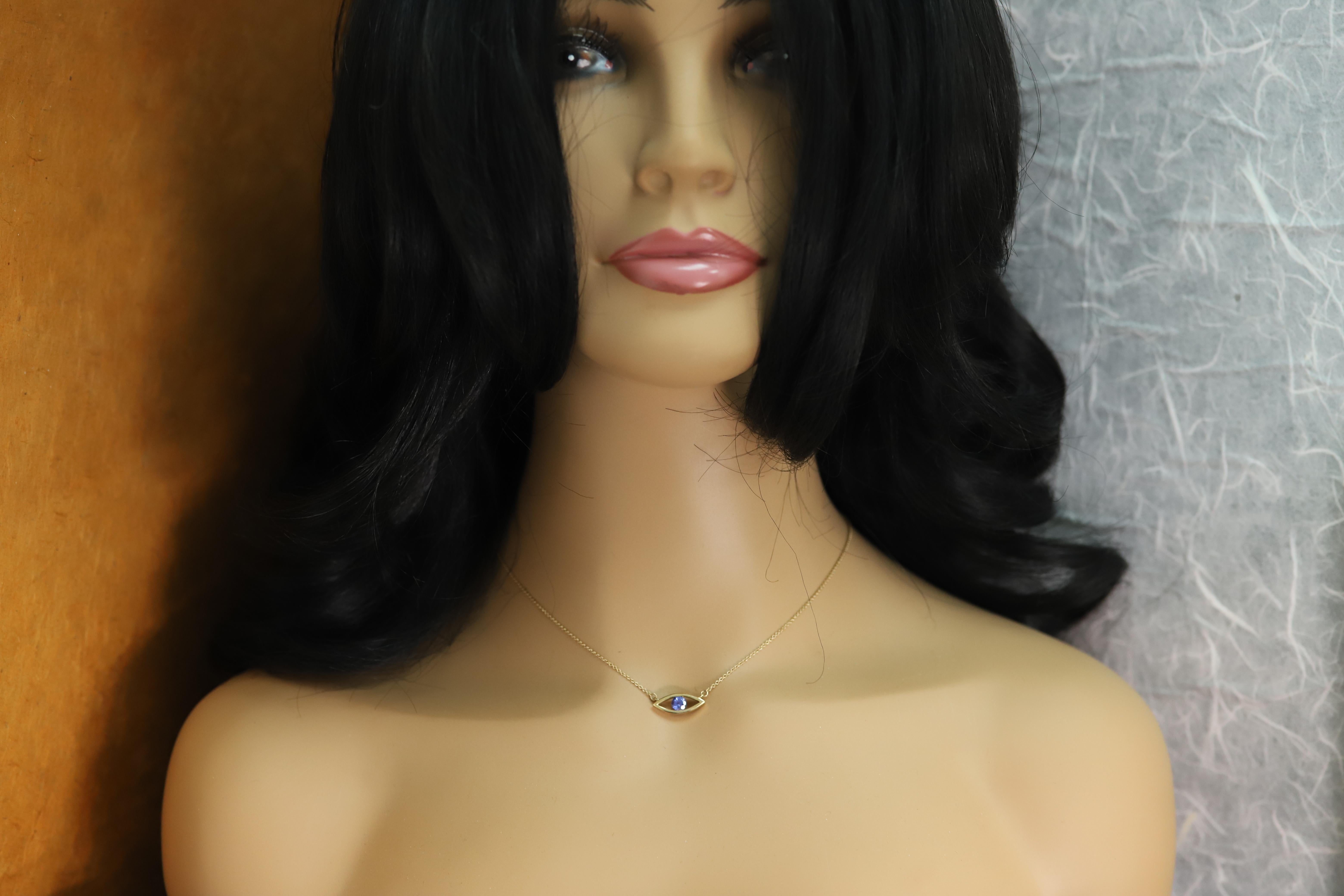 Collier de Tanzanite violette 14 carats Oeil maléfique Oeil mauve en vente 7