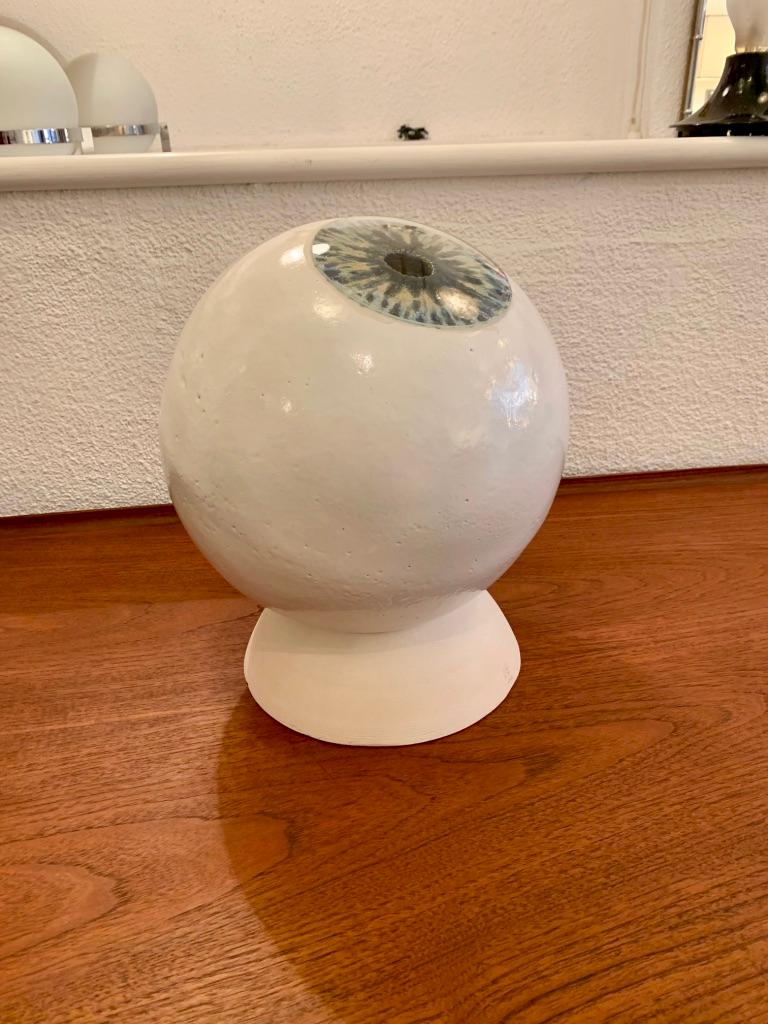 „Eye“-Skulptur aus glasierter Keramik und Glas von Pierre Eggli, Schweiz, ca. 1980 im Angebot 5