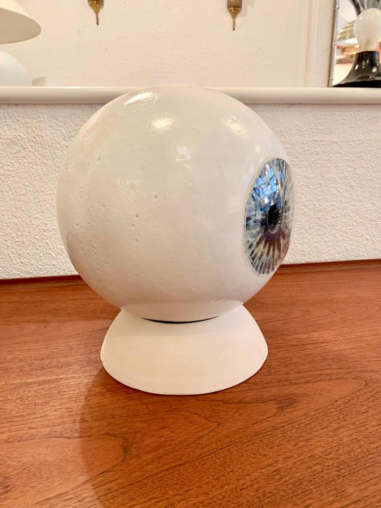 „Eye“-Skulptur aus glasierter Keramik und Glas von Pierre Eggli, Schweiz, ca. 1980 im Angebot 1
