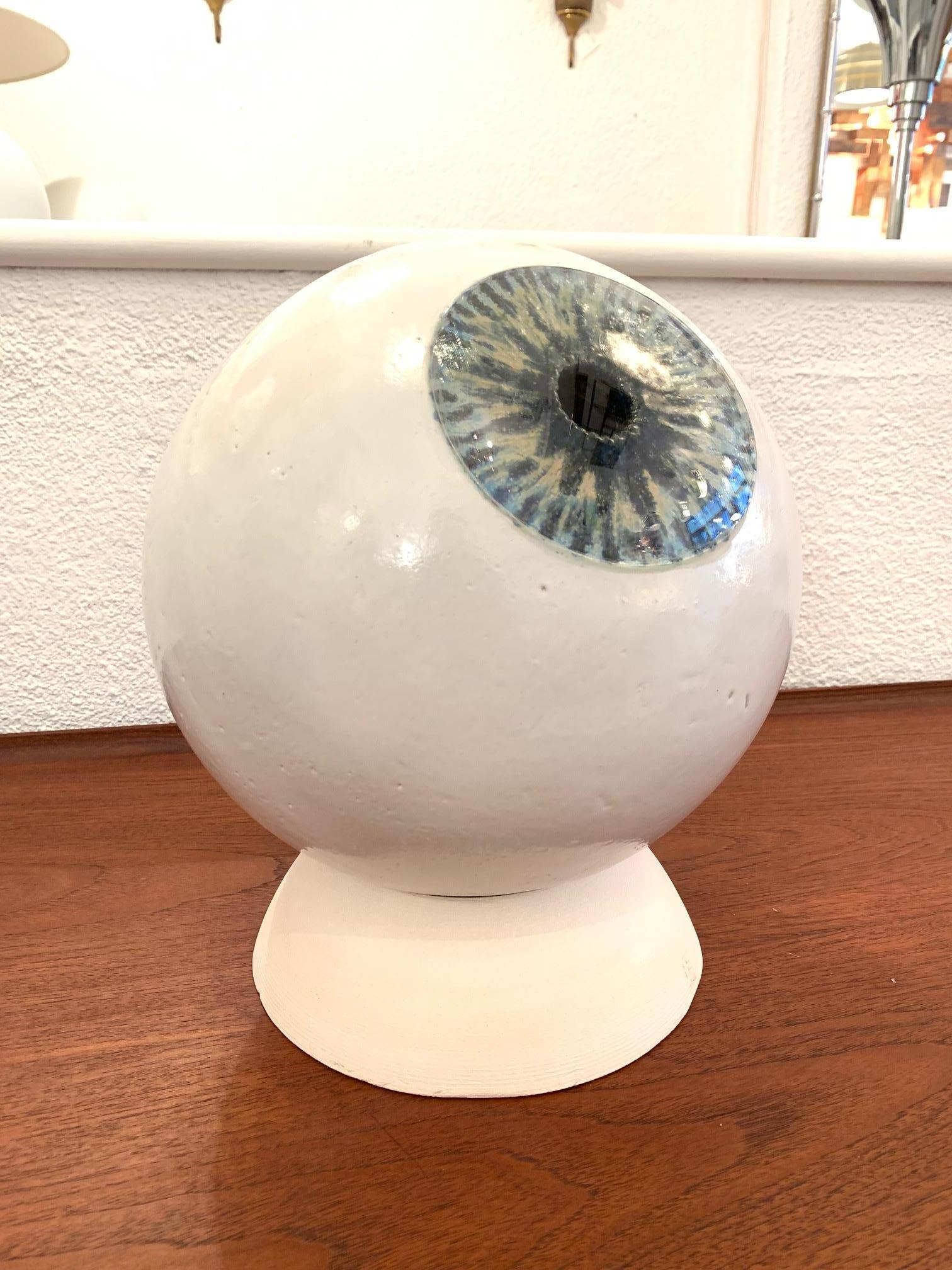 „Eye“-Skulptur aus glasierter Keramik und Glas von Pierre Eggli, Schweiz, ca. 1980 im Angebot 2