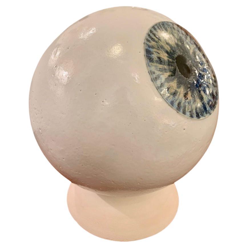 "Eye" Glazed Ceramic & Glass Sculpture by Pierre Eggli, Switzerland, ca. 1980