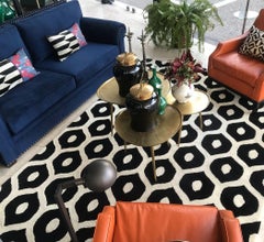 Eye Pattern Hand-Tufted Wool Rug - Black/White