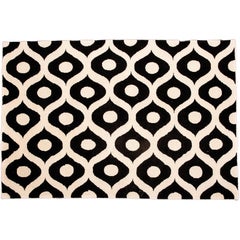 Tappeto Eye Pattern in lana trapuntata a mano - Black/Whiting
