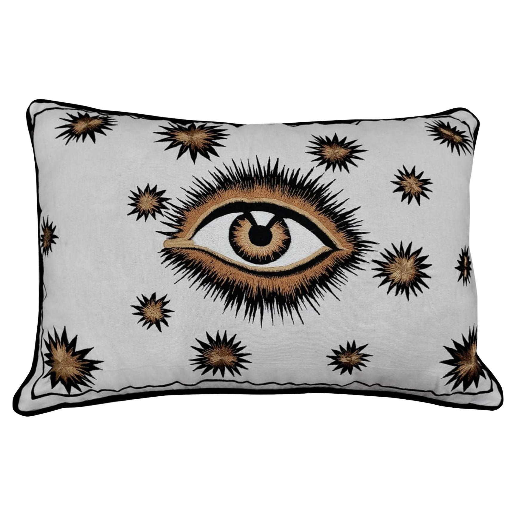 Eye Handembroidered Pillow For Sale