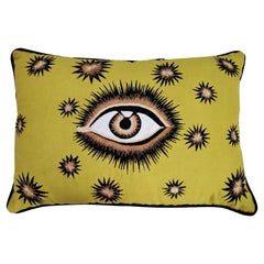 Eye Handembroidered Yellow Pillow