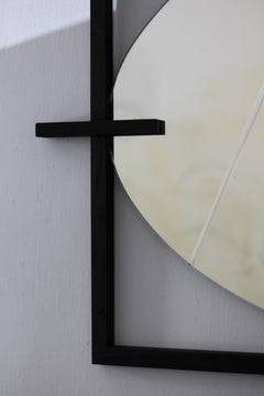 'E.Y.E.' Large Oval Wall Mirror in Black Oak