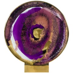 Eye of Abundance, a Free Standing purple & gold Sculpture by Yorgos Papadopoulos