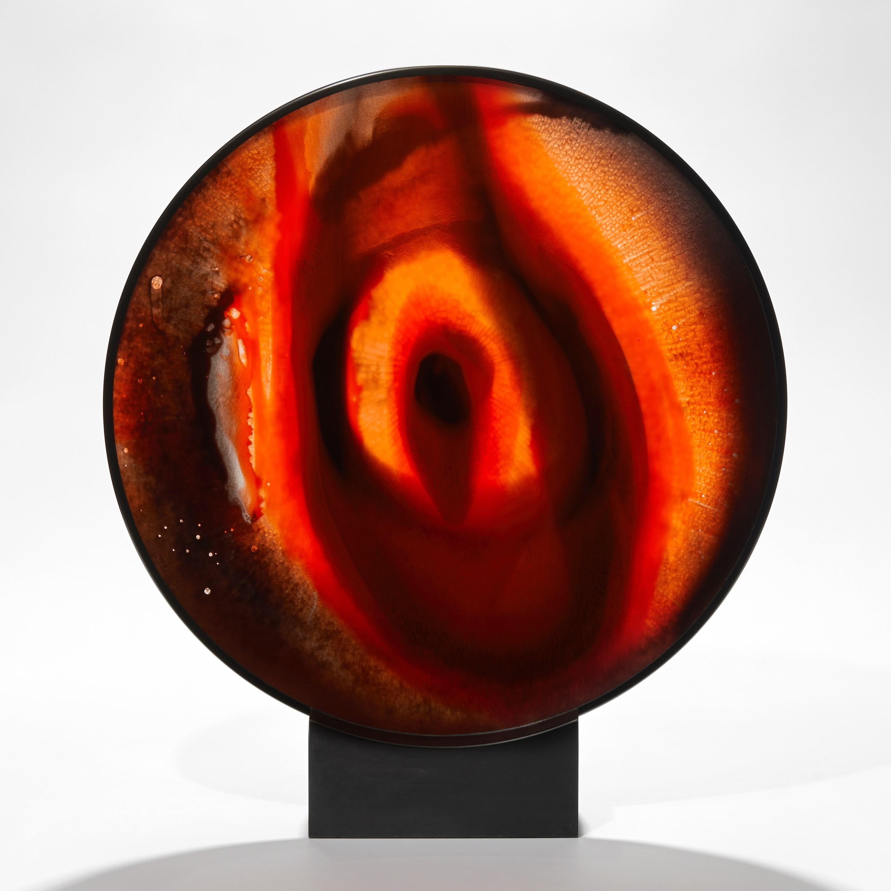Organic Modern Eye of Bravery, a Red & Black Abstract Glass Artwork by Yorgos Papadopoulos For Sale