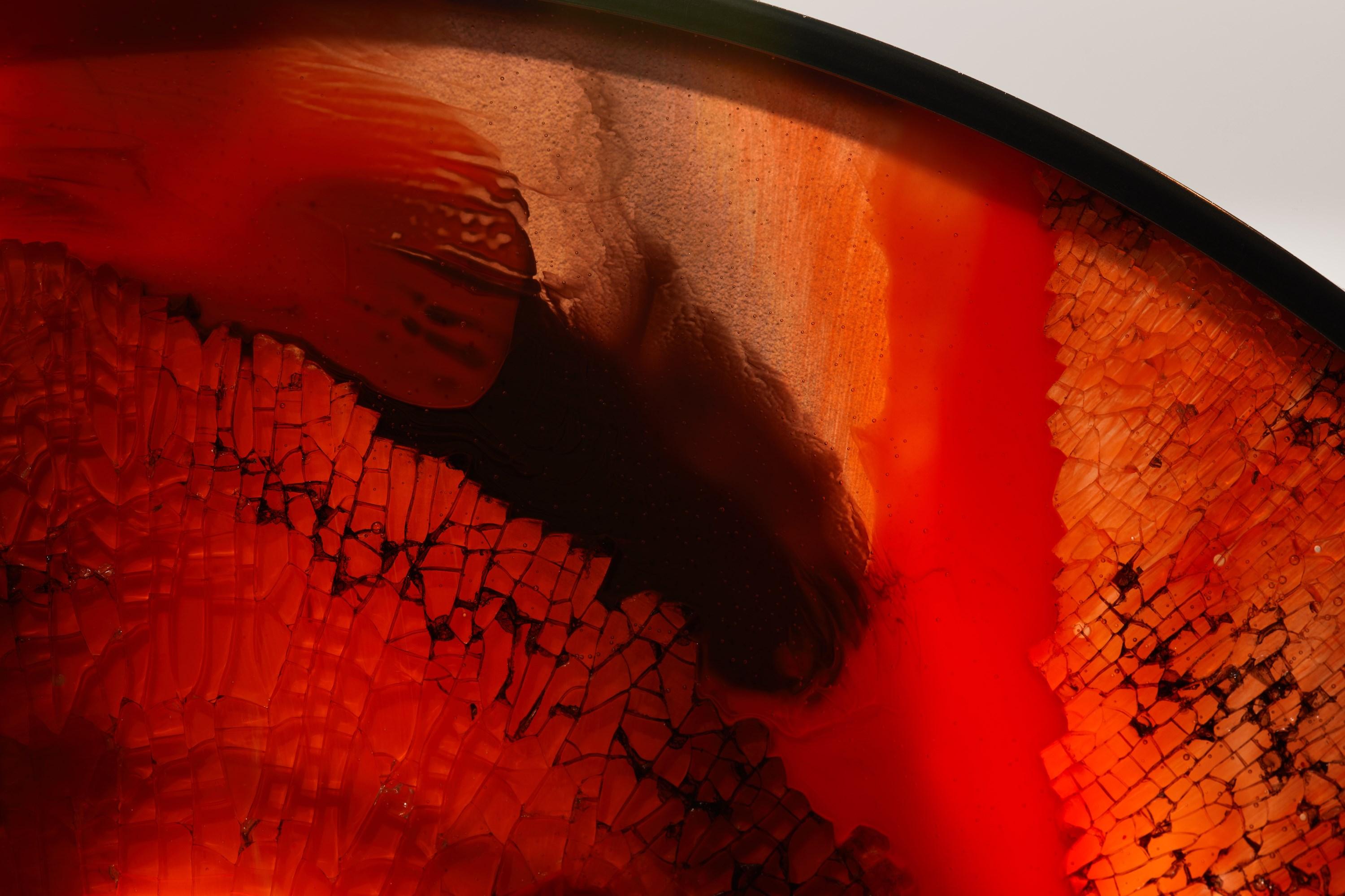 Eye of Bravery, a Red & Black Abstract Glass Artwork by Yorgos Papadopoulos In New Condition For Sale In London, GB