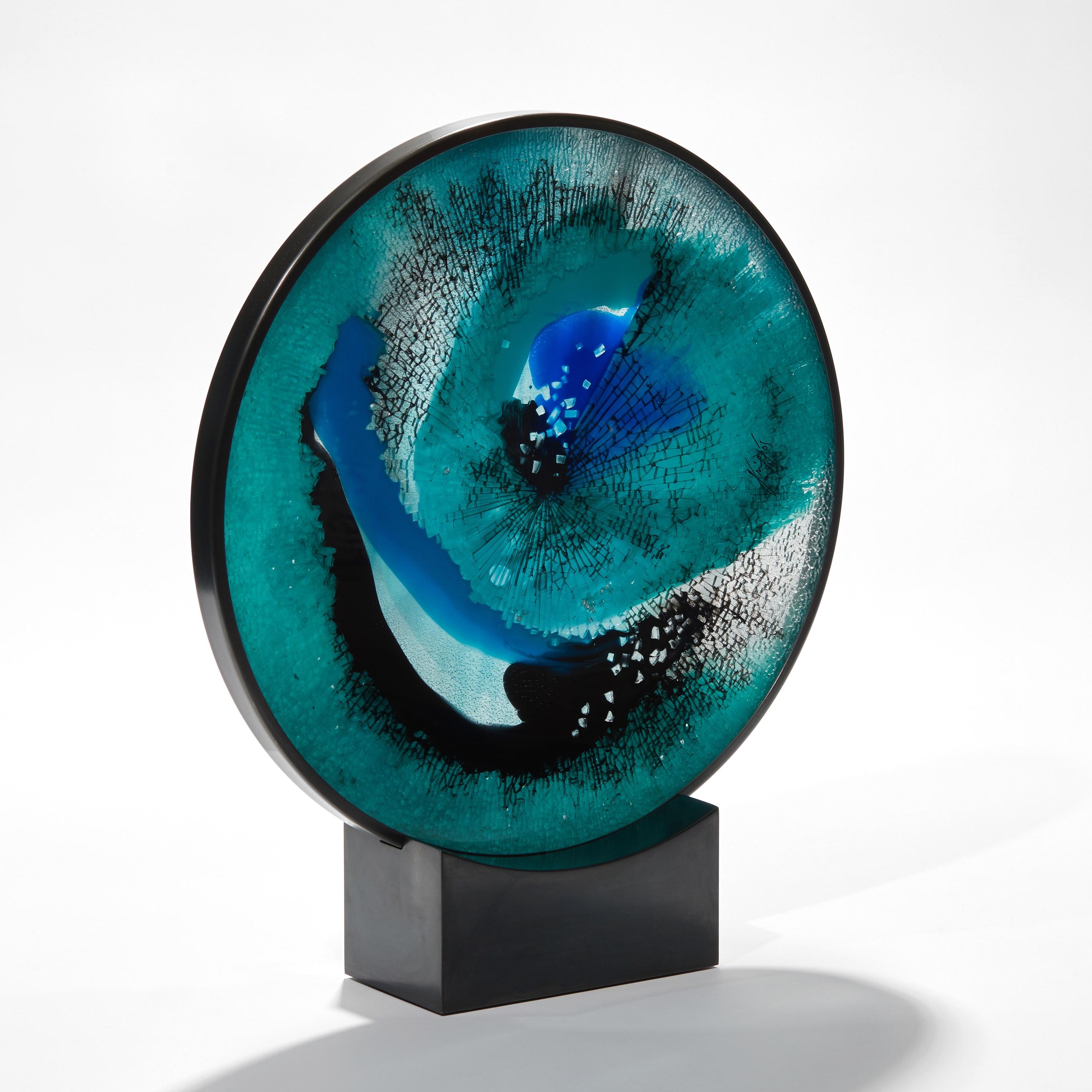 Organic Modern Eye of Discovery, a Blue & Black Abstract Glass Artwork by Yorgos Papadopoulos For Sale