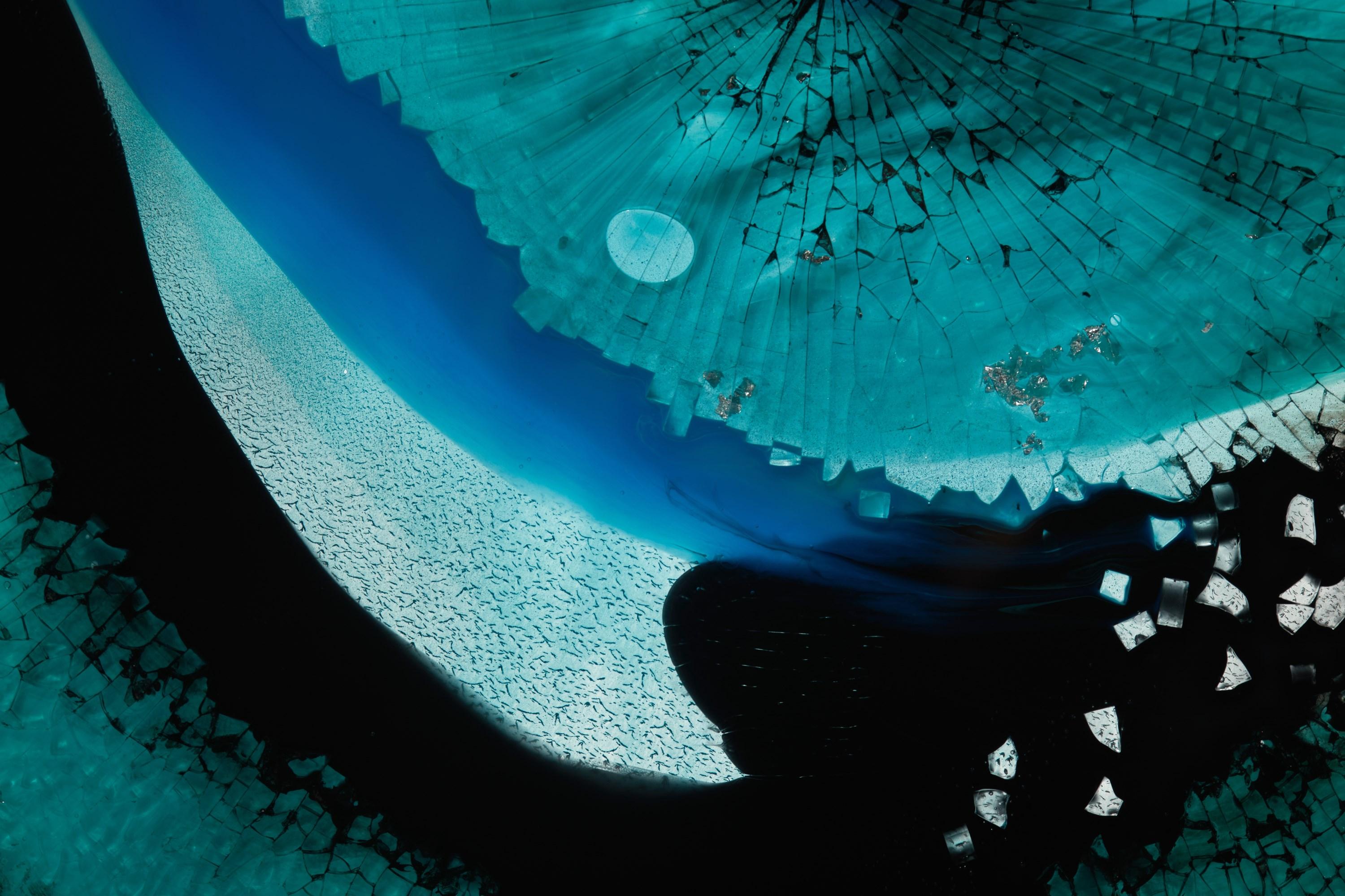 Eye of Discovery, a Blue & Black Abstract Glass Artwork by Yorgos Papadopoulos In New Condition For Sale In London, GB